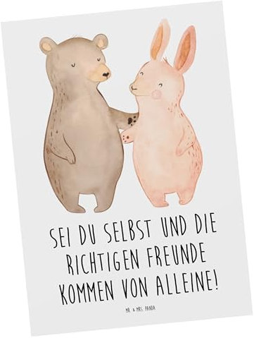 Mr. & Mrs. Panda Grußkarte Neue Freunde finden - Geschenk, herzliche Begegnungen, Trost, Ansichtskarte, Ansichtskarten, Unterstützung, Freundschaft knüpfen, Fotokarte, Postkarte, natürliche, Vertrauem