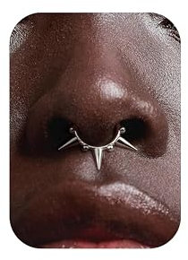 BodyBonita 16G Spike Septum Piercing – 316L Edelstahl Nasenpiercing Conch Helix Piercings Schmuck Nasenring Tragus Daith Knorpel Ohrpiercing Silber 8mm Stil 7