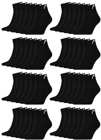 HEAD Unisex Quarter Socken Sportsocken Cotton Blend Sport Socks 24 Paar, Größe:43-46, Artikel:-001 black