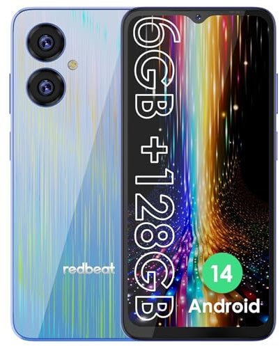 Smartphone Android Sbloccati D5 Gaming Phone Processore 8-core da 1,6 GHz IPS da 6,52 pollici, 5000 mAh, 6 GB di RAM 128 GB di ROM espandibile fino a 1 TB, 13 MP + 5 MP, GPS, Type-C, WiFi, BT5.0,Blu