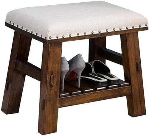 DONGGANSHI Fußhocker, Fußhocker, Ottomane, Fußstütze, moderner Fußhocker aus Stoff, Massivholz, Nieten, Bett-Endhocker, Couchtisch-Hocker, Wechselschuhbank