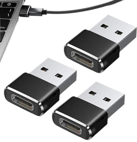 Type-C to Usb Adapter, 3-Pack Fast Charging Type C Converter, 1x8x2 inches High Speed Usb Female to Type C Male Connector, Lightweight Charger Adaptor for Laptop Tablet Phone