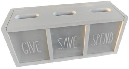 Sharplace Geldsparen Geld Bank Jungen Mädchen Kindergarten Home Desk Festival Geschenkkollektion mit Abteilen Holzschein Bankaufbewahrungsbox, Weiß