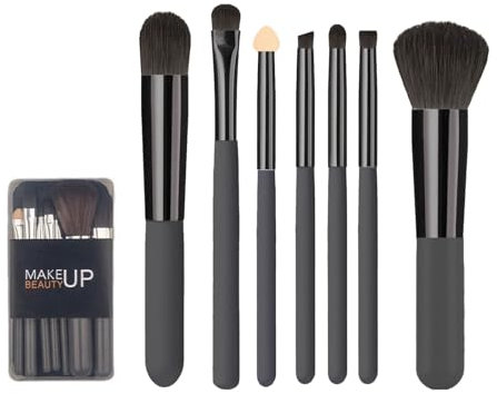 7 PCS Makeup Brushes, Black Blush Highlight Eye Shadow Brush Set, Eyebrow Concealers Make up Blending Brushes, Beauty Blender Premium Synthetic, Gift for Girls & Women