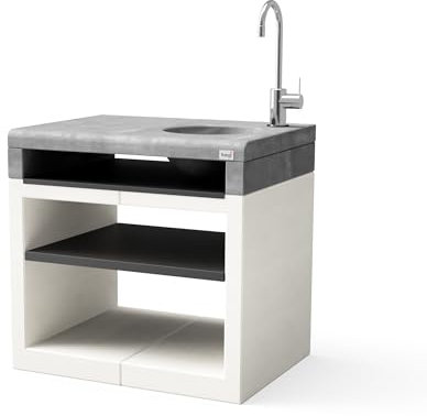 MAESTRO FERRETERO TUOZI KITAWAY Standmodul mit Waschbecken und Wasserhahn für vorgefertigten Grill (weiß, grau - 84 x 63 x 63 cm) - Verwendung im Freien