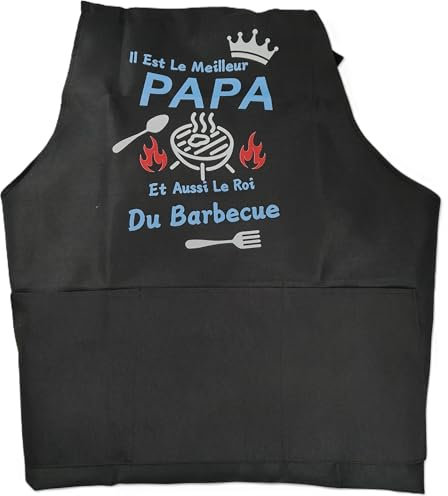 Hapculon Tablier de Cuisine pour Homme, Tablier Barbecue Homme, Réglable Tablier Professionnel Humour Rigolo Drole Barbecue Bbq Noir, Cadeau Fete Des Peres Saint Papa Valentin Noel