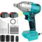 New Upgrades Cordless Impact Wrench, 550N.m 1/2Inch Brushless Impact Gun with 2Pcs 5.5Ah Batteries 1hour Charger Times & 4X Impact Sockets, Power Impact Driver for Car Tire DIY Craft