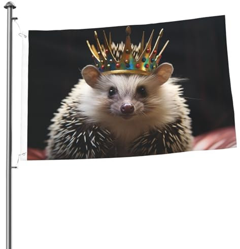 2 x 91 cm große Flaggen, doppelseitige Flagge, Krone mit Igel, lustige Willkommensgarten-Hofbanner für Zuhause, Garten, Hof, Rasen, Innen- und Außenbereich, Dekoration, Flaggen, Urlaubsbanner