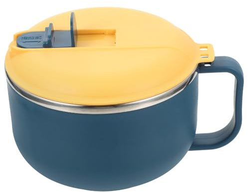 HIAKDOFT Reusable Instant Noodle Bowl with Lid, Compact Stainless Steel and Pp Food Container, Scratch Resistant and Impact Resistant, for Soup and Fruits in Kitchen Or Restaurants