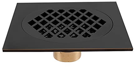 Rejilla Desague Ducha Desagüe de suelo cuadrado de 15x15cm, latón antiguo/cepillado/dorado/oro rosa/negro/bronce/bronce rojo, desagüe de residuos de suelo for cuarto de baño y ducha Desague Ducha(Noir