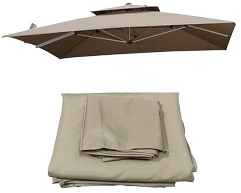 Toldo de Repuesto for sombrilla Cuadrada de Patio descentrada Toldo de Repuesto for sombrilla Tela de Repuesto for sombrilla de Mesa de Exterior(Kaki,300cmx300cm)