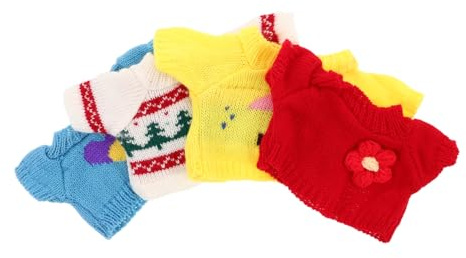 ZUNOXAZ 4stücke Teiliges Bärenpullover-Kleidungsset Für Große Puppen Kuscheltier-Outfit Weihnachtsmuster Häkel-Accessoire Zum Selbermachen Puppenzubehör Für Junge Mädchen