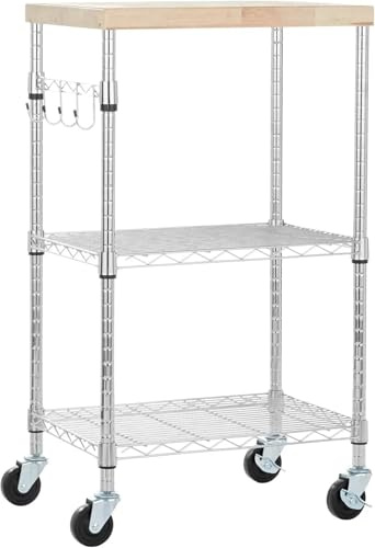 ZGHQHCDRH Trolley on Wheels Kitchen Storage Microwave Rack Cart on Caster Wheels with Adjustable Shelves Storage Rack