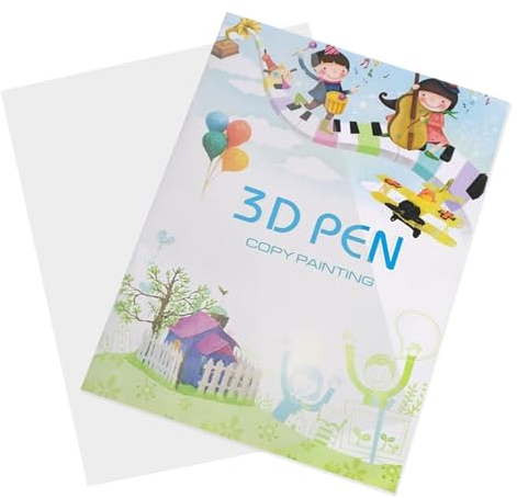 3D Stift Schablonen Buch, 40 Wiederverwendbare Malvorlagen mit Transparenter Folie, Dickes Papier für 3D Druck Zeichnen, Kreative Vorlagen für Kinder & Anfänger, Ideal für Zuhause & Schule