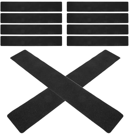 COLLBATH 10PCS Heavy-duty Non-slip Stair Treads for Wood Weather-resistant Pre-cut Step Mats Grit Surface Black PVC Self-adhesive Anti-skid Strips for Outdoor Stairs and Wide Steps