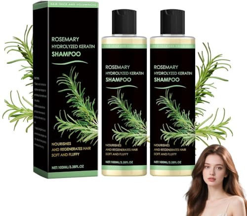 Rosmarin Hydrolysiertes Keratin Shampoo 100ml, 2 Stück – Weiches & flauschiges Reinigungs-Conditioner Shampoo mit Rosmarinöl für Männer und Frauen
