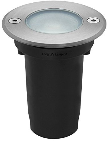 Long Life Lamp Company 1w LED Recessed Outdoor Ground Light Round Warm White Brushed Chrome Walkover Uplighter GL06WW