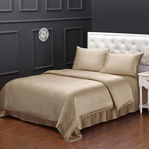 LilySilk Seide Bettbezug 200x200cm Bettbezüge mit edlem Schlafkomfort in 100% Seide von 19 Momme,Taupe