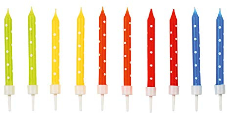 Amscan 9900924 - Geburtstagskerzen Punkte, 24 Stück, ca. 6 cm, Bunt, Kuchenkerzen