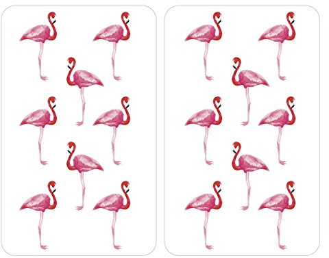 WENKO Plaque de protection en verre universel Flamant - Set de 2, couvre-plaque de cuisson pour tous les types de cuisinière, Verre trempé, 30 x 52 cm, Multicolore