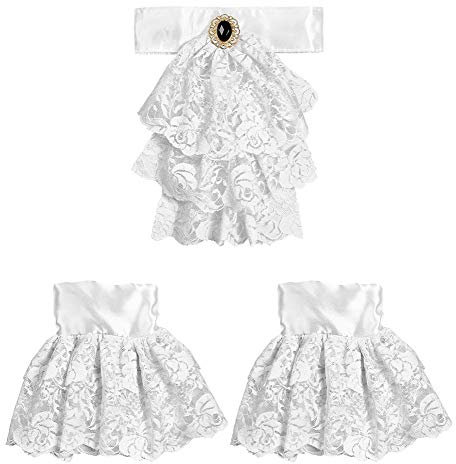 shoperama 3-TLG Set Jabot Manschetten Spitze Edelmann Edelfrau Vampir Vampirin Pirat Piratin Casanova Steampunk Gothic Barock