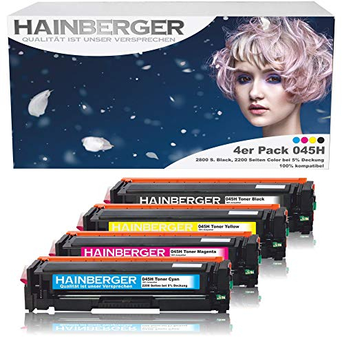 Hainberger 4er Pack Toner Kompatibel zu Canon 045 045H CRG-045H CRG-045 045HBK für Canon i-sensys MF635cx MF633cdw MF634cdw MF631cn MF632Cdw MF636Cdwt MF631 MF635 MF634 LBP613cdw LBP612cdw LBP611cn