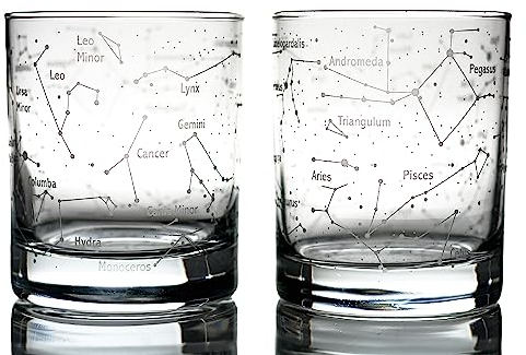 Greenline Goods Whiskygläser Northern Summer Sky & Constellations (2er-Set) Geätztes 10-Unzen-Becher-Geschenkset - Old Fashioned Rocks Wisky Glass