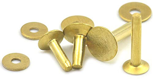Fujiyuan 10 pcs 9mmx3.3mmx19mm Brass Rivets & Burrs Permanent Fasteners Gauge Saddlery Leathercraft Horse Tack