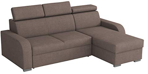 Mirjan24 Elegante Ecksofa Apollo mit Bettkasten und Schlaffunktion, Modernes Eckcouch mit verstellbare Kopfstützen, Polsterecke (Crown 04)