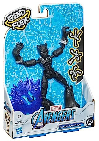 Marvel Avengers Bend And Flex Action Figure Toy, 15-cm Flexible Black Panther Figure, Includes Blast Accessory, For Children Aged 6 and Up