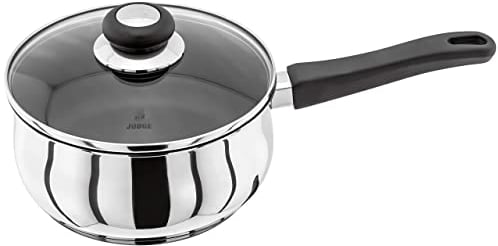 Judge Vista Stainless Steel Non-Stick Large Saucepan 20cm 2.1L, Shatterproof Vented Glass Lid, Induction Ready, Oven Safe, 25 Year Guarantee