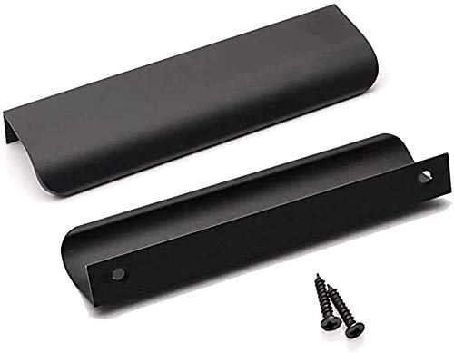 goldenwarm 10x 128mm Möbelgriffe Profilgriff Aluminium Schwarz Schrankgriffe Modernes Küchengriffe Geschwungener Türgriff Verdeckter Schubladengriff