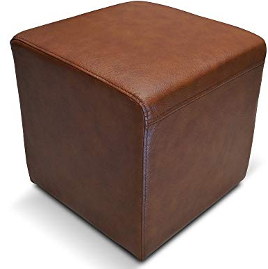 Quattro Meble Echtleder Hocker 40x40x40 cm Sitzhocker Rindsleder Sitzwürfel Fußhocker Polsterhocker Puff braunes Echt Leder Antique Tabac mit Nähten in Lederfarbe