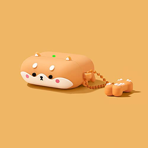 AirPods Cartoon-Schutzhülle, hübsches und süßes Cooles Design, modisches und modisches Cartoon-Bild, weiche Silikonhülle (AirPods Pro, Shiba Inu mit Knochen)