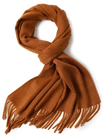 Prettystern 100% Kaschmir-Schal für Damen Herren Violett lange Fransen cashmere scarf Gold-Beige 32