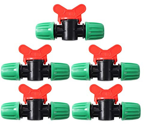 Adhere to Fly 5 Pcs Drip Irrigation Switch Valve for 1/2 Inch Drip Tubing(1/2 ID x 0.6-0.63 OD) 16mm Barbed Locking Fitting Gate Valves