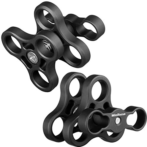 2PCS 1'' Aluminium Triple Holes Ball Clamp Mount für Unterwasser Tauchen Licht Arme Tray System, Fotografie Tauchen Kamera, 360° Clip für GoPro Action Kamera Taschenlampe Arms System