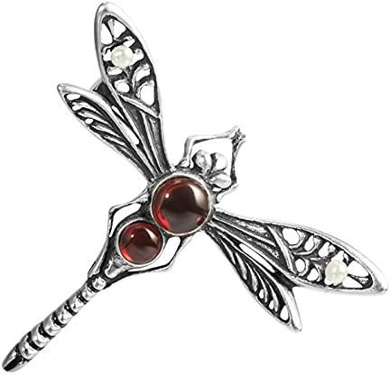 hcma Handgemachte Granat Brosche Vintage Libelle Brosche Antik Silber Insekt Corsage Süßwasserperlen Broschen Zubehör
