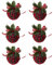 NIUXICH 6 Weihnachtskugeln, roter Büffelkariert, Kugel-Ornamente mit Schleife, grüne Blätter, rote Beeren, Dekoration für Weihnachtsbaum, Urlaub, Party, Zuhause