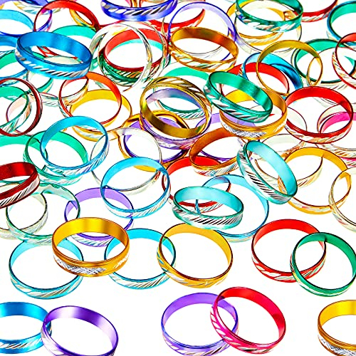 Hicarer 200 Stück Brautduschringe, Verlobungsring, Glitzer, Fidget-Ringe, Aluminiumlegierung, Hochzeitsring, Brautschmuck, Tischdekoration, Partyzubehör (gemischte Farben)