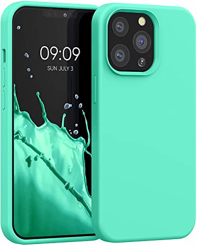 Captor Cover Custodia Colorata in Silicone Liquido per Apple iPhone 13 Pro 6.1 Protezione Alta Qualità Con Bordo Rialzato per Schermo e Fotocamera Sottile Morbida con Microfibra Interna (Verde)