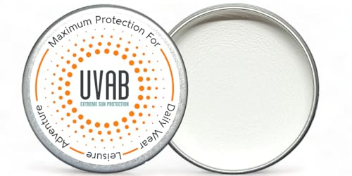 UVAB-Zink-Sonnenschutz für das Gesicht: deckend weiß, 15-ml-Dose für den Einsatz unter extremen Bedingungen. Perfekt für Urlaub, Skifahren, Klettern, Strand und Freizeitaktivitäten.