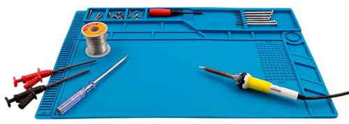 MC POWER - ESD Silikon-Lötmatte | LM-18 | Große flexible Löt-Unterlage 55x35cm, Schweiß-Reparatur-Unterlage hitzebeständig bis 500 °C antistatisch, abwischbar und zusammenrollbar
