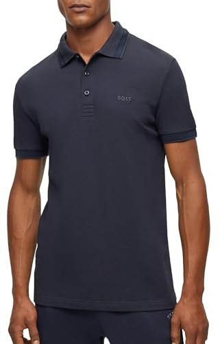 BOSS Mens Paddy Curved-Logo Polo Shirt in Organic Cotton