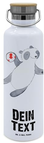 Mr. & Mrs. Panda Personalisierte Trinkflasche Panda Handball spielen - Personalisierte Geschenke, Geschenk, Handball Verein, BPA-Freie Trinkflasche