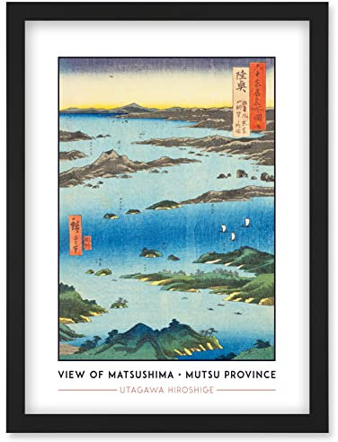 Wee Blue Coo View of Matsushima, Sight Map from Mount Tomi Mutsu Province Utagawa Hiroshige Japanese Woodblock Classic Collection Artwork Framed Wall Art Print A4