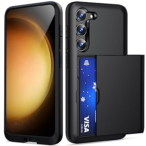 ACOCOBUY Coque pour Samsung Galaxy S23 Étui Portefeuille Fente pour Carte Crédit Cachée Coque avec Porte-Cartes Antichoc Housse Protection à Double Couche Étui Housse Arrière 6,1 pour Hommes Noir