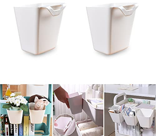 2 Pcs Hanging Cup Holder,Trolley Basket Storage Wall Organizer,Plant Containers,Storage Bucket,Artificial Planters/Plant Pot or Make Up Pencil Holder for Home Decor Office,Kitchen (2 White)