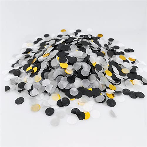 GoldRock 50g Konfetti Schwarz Gold, ca.6000 Stück Tischdeko, Streudeko für Hochzeit Geburtstag, Luftschlangen, Glitzer Groß, Confetti, Goldene Luftschlangen, Bunt Deko