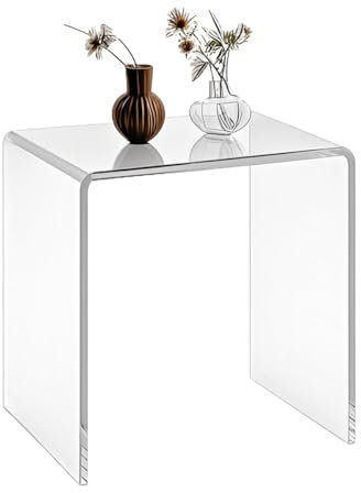 Beistelltisch aus transparentem Acryl mit abgerundeten Kanten, 45,7 cm hoch, kompakter kleiner Tisch, Acryl-Beistelltisch, geeignet für Wohnzimmer, Nachttische für Schlafzimmer, moderne Beistelltische